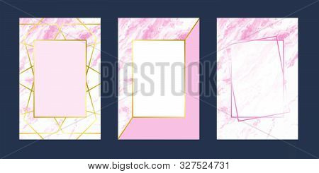 Invitation Cards Pink White  Marble  Line Luxury Texture For Text Message And Geometric  Template