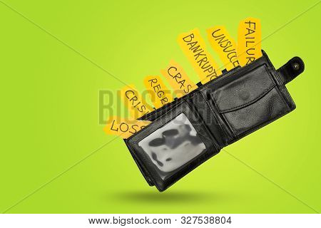 Full Of Financial Problems Wallet Instead Of Money. Economy, Crisis, Currency, Loss Of Savings Conce