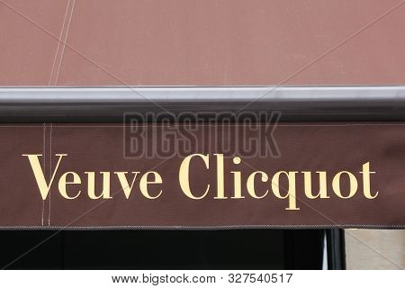 Copenhagen, Denmark - August 28, 2018: Veuve Clicquot Sign On A Store. Veuve Clicquot Ponsardin Is A
