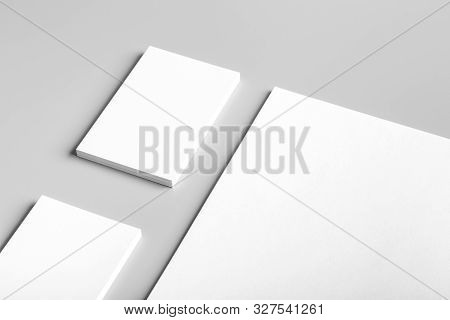 Photo. Template for branding identity. For graphic designers presentations and portfolios. Identity Mock-up isolated on gray background. Identity set mock-up. Photo mock up.