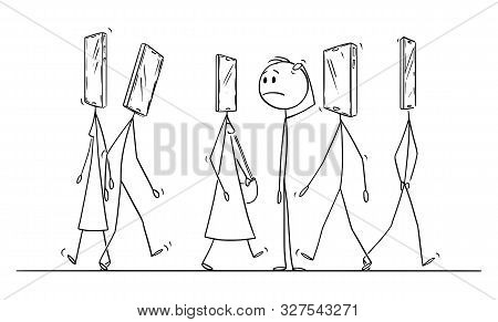 Vector Cartoon Stick Figure Drawing Conceptual Illustration Of People Or Pedestrians Walking On The 