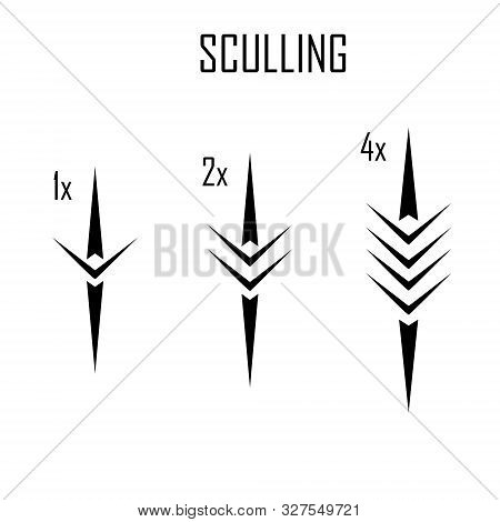 Rowing Boat Icon Set Isolated Whit Names