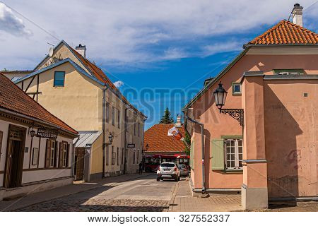 Tartu Estonia 06.12.2019 Street View To The Jaani Street And Linnakodaniku Muuseum, Wall Lantern, Ca