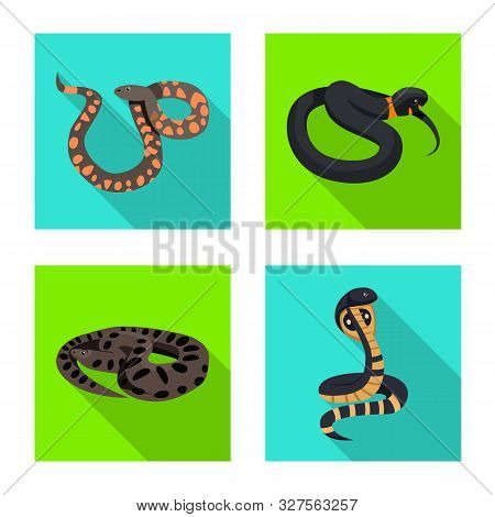 Isolated Object Of Snake And Creepy Symbol. Collection Of Snake And Wildlife Stock Vector Illustrati