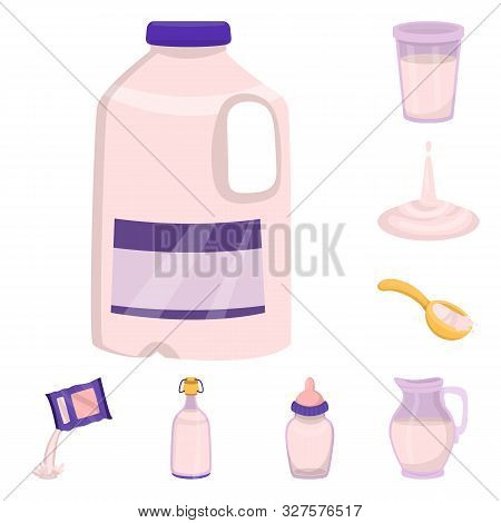 Vector Design Of Food And Dairy Sign. Collection Of Food And Calcium Vector Icon For Stock.