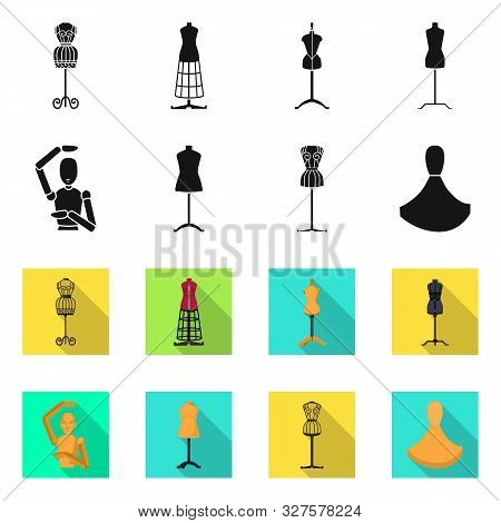 Vector Design Of Mannequin And Fashion Sign. Set Of Mannequin And Atelier Stock Symbol For Web.