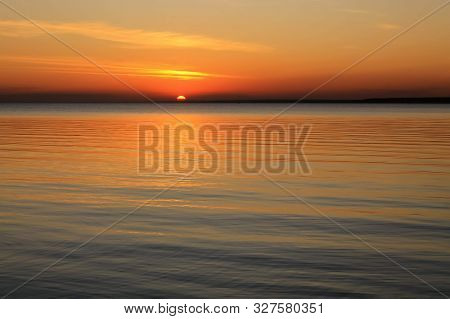 Sanset On The Ob River, Siberia Russia.