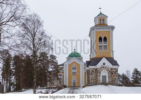 Kerimaki, Finland- 03 March 2015: View Of The Kerimaki Church, The Biggest Wooden Church In The Worl
