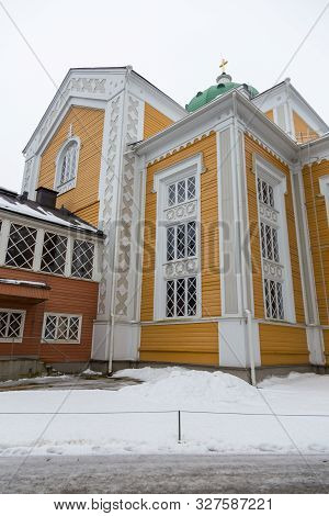 Kerimaki, Finland- 03 March 2015: View Of The Kerimaki Church, The Biggest Wooden Church In The Worl