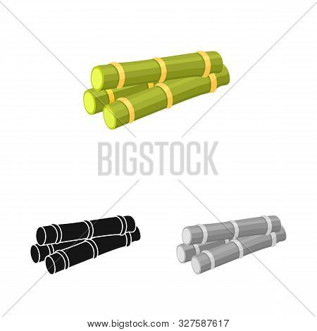 Vector Illustration Of Stem And Sugar Symbol. Graphic Of Stem And Cane Vector Icon For Stock.