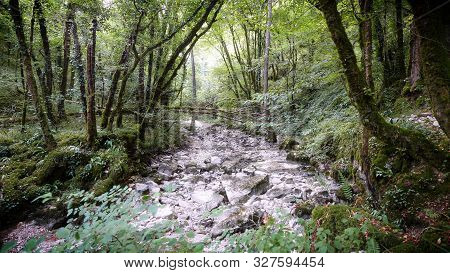 Wide View Of A Dry Riverbed In The Alzou Vallee