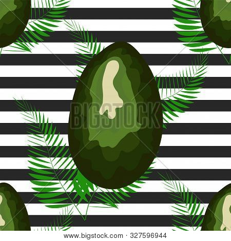 Organic Vegetarian Avocado Seamless Repeating Pattern - Flat Style Illustration