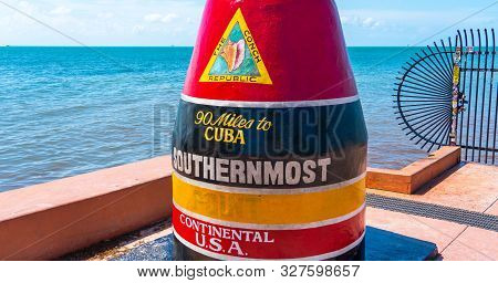 Key West, Florida, Usa - September 12, 2019: Southernmost Point In Continental Usa In Key West Flori