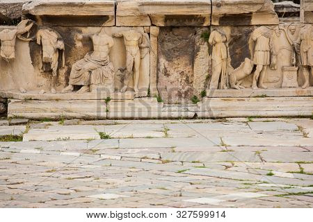 Detail Of The Reliefs Which Decorete The Theatre Of Dionysus Eleuthereus The Major Theatre In Athens