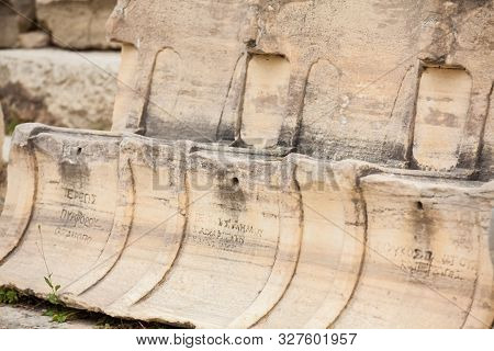 Detail Of The Seating At The Theatre Of Dionysus Eleuthereus The Major Theatre In Athens And Conside