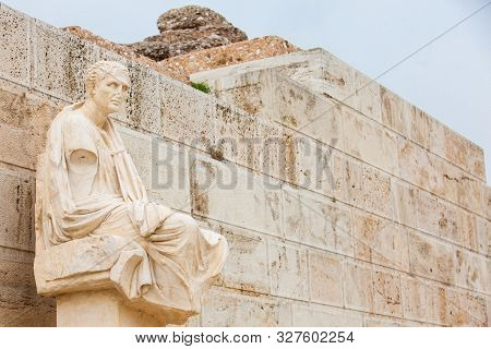 The Statue Of The Dramatist Menander At The Theatre Of Dionysus Eleuthereus The Major Theatre In Ath