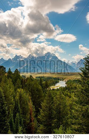 Grand Teton Mountain Range From A Viewpoint