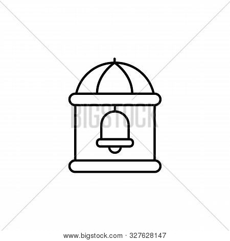 Building, Bell Line Icon On White Background