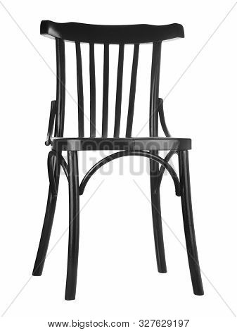 Black Wooden Chair Isolated On White Background