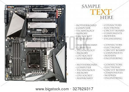 Modern Gaming Motherboard. Mockup With Sample Text For Your Design.