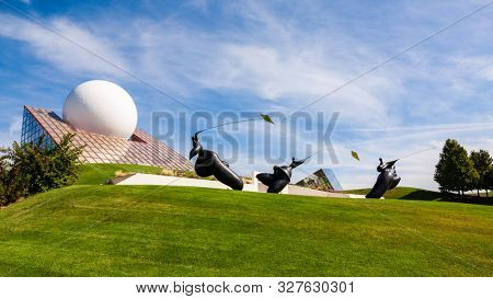 Poitiers, France - September 21 2010 : Futuroscope, or Parc du Futuroscope is a French amusement park. Sculptures from Jean-Louis Toutain.