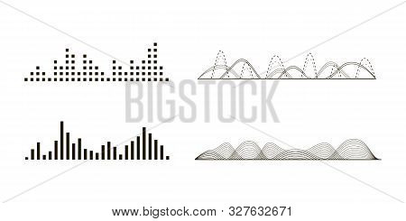 Black Sound Waves. Graphic Design Elements For Financial Monitoring, Medical Equipment, Music App. I