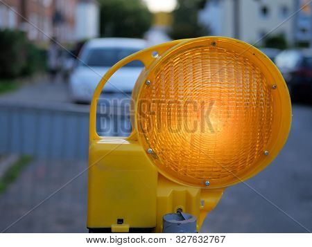 Construction Site Shut-off With A Construction Site Warning Light.