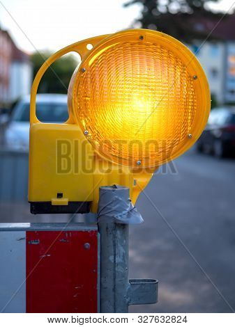Construction Site Shut-off With A Construction Site Warning Light
