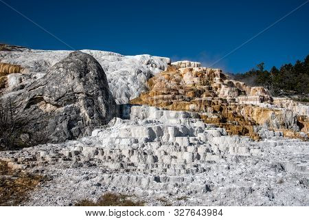Minerva Terraces With Its Travertine Deposits