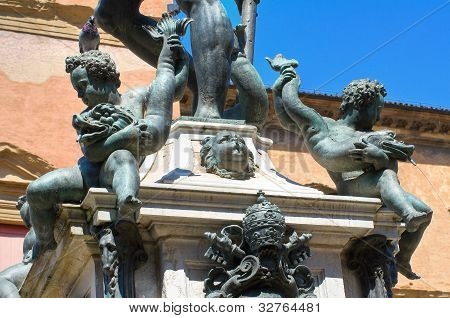Fontána Neptun. Bologna. Emilia-Romagna. Itálie.