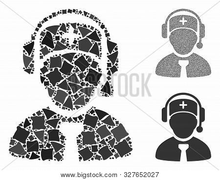 Medical Call Center Composition Of Joggly Pieces In Various Sizes And Color Tints, Based On Medical 