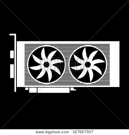 Video Card Icon On Black Background. Vector Illustration.