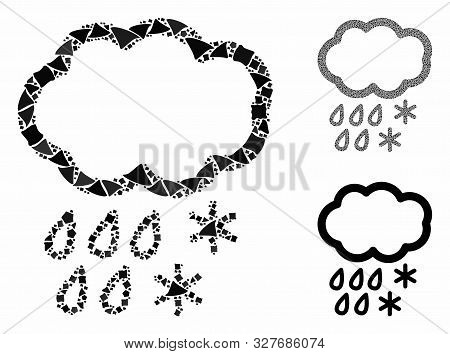 Sleet Cloud Composition Of Irregular Items In Variable Sizes And Color Tones, Based On Sleet Cloud I