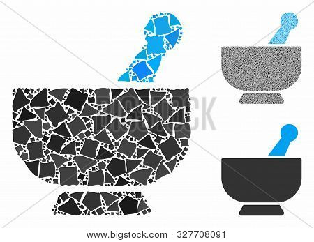 Mortar Mosaic Of Uneven Parts In Different Sizes And Color Tones, Based On Mortar Icon. Vector Irreg