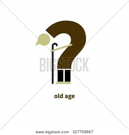 Old Man Idea, Oldster Metaphor, Concept, Flat Cartoon Walking Character, Aging, Lifetime Vector Conc
