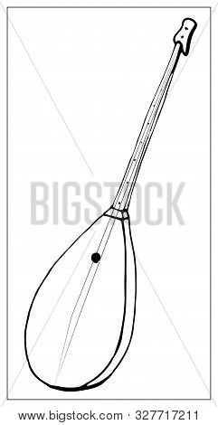 Vector Greeting Card With Dombra. Linear Hand Drawn Illustration.