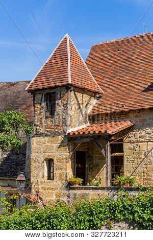 Historic houses in Sarlat la Caneda in Dordogne Department, Aquitaine, France