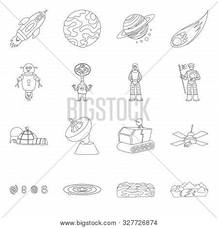 Vector Illustration Of Space And Galaxy Icon. Set Of Space And Travels Stock Vector Illustration.