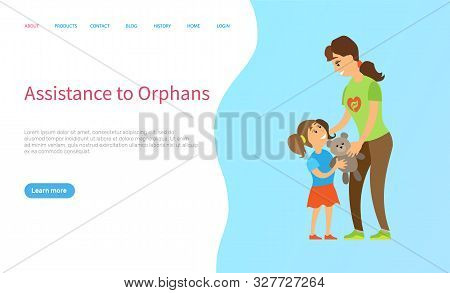 Assistance To Orphans, Portrait View Of Volunteer Giving Toy To Little Girl, Children Community, Car