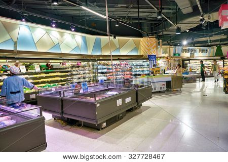 SHENZHEN, CHINA - CIRCA APRIL, 2019: interior shot of JUSCO store in Shenzhen.