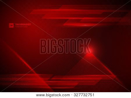 Abstract Technology Futuristic Concept Digital Of Red Light Ray With Diagonal Stripes Lines Texture 