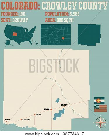 Large And Detailed Map Of Crowley County In Colorado, Usa