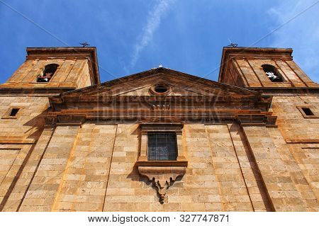 San Juan Bautista Church In Casas Ibanez Village In Castilla La Mancha, Spain. Baroque Style Constru