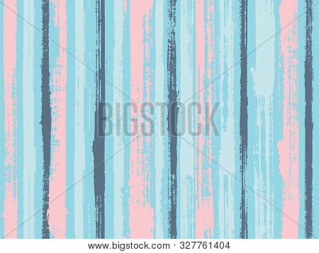 Watercolor Strips Seamless Vector Background. Striped Tablecloth Textile Print. Parellel Gouache Ver