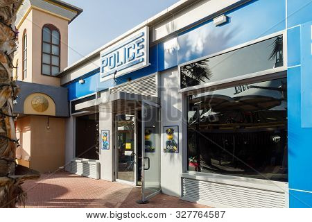 Dubai, Uae, January 09, 2019: Police Station In Theme Park Legoland At Dubai Parks.