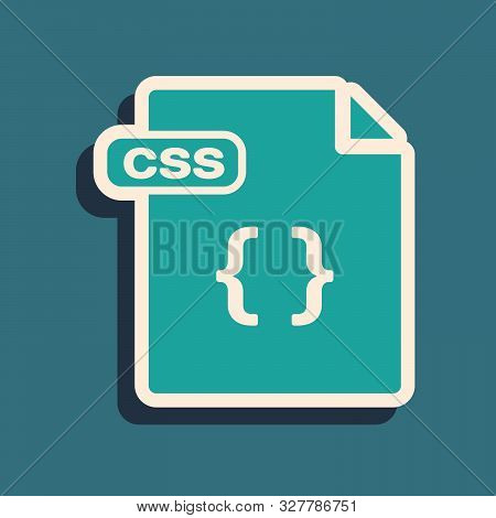 Green Css File Document. Download Css Button Icon Isolated On Blue Background. Css File Symbol. Long