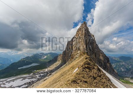 Barglen Mountain Summit And Melchsee Near Melchsee-frutt In Summer