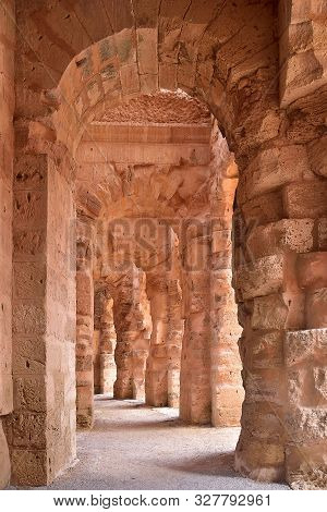 A Fragment Supporting Columns Of The Historical Building Of The Gordian Amphitheater