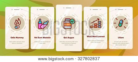 Supplements Onboarding Mobile App Page Screen Vector Thin Line. Sportsman Plastic Container With Pro