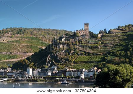 View Of Gutenfels Medieval Castle And The Town Kaub In The Famous Rhine Gorge